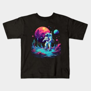 astronaut exploring galaxy Kids T-Shirt